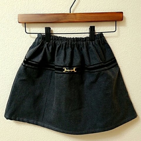 【120】グレー千鳥格子･ビット付きスカート
