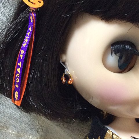 ネオブライス ピアス ビーズ ハロウィン オレンジ