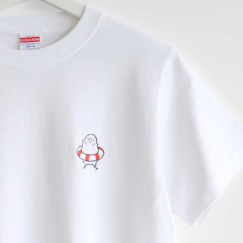 刺繍Tシャツ（ことり×うきわ / セキセイインコ）