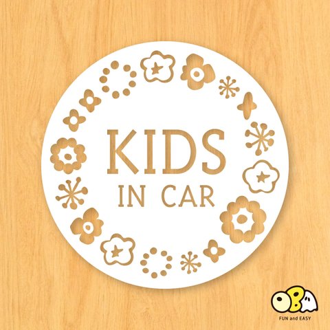 北欧柄 フラワー キッズインカー（サークル）/KIDS IN CAR カッティングステッカー カーステッカー