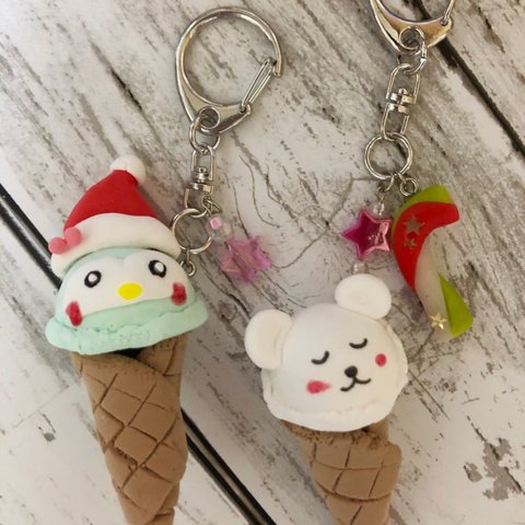 スイーツデコ ペンギンとしろくまちゃんのアイスクリーム（クリスマスver.）
