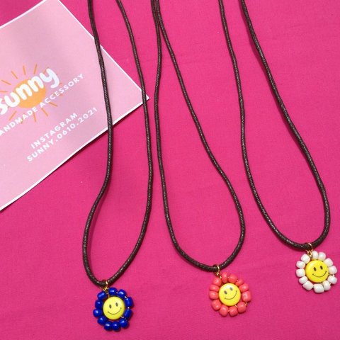 sunny　☺フラワーネックレスチョーカー　ネイビー