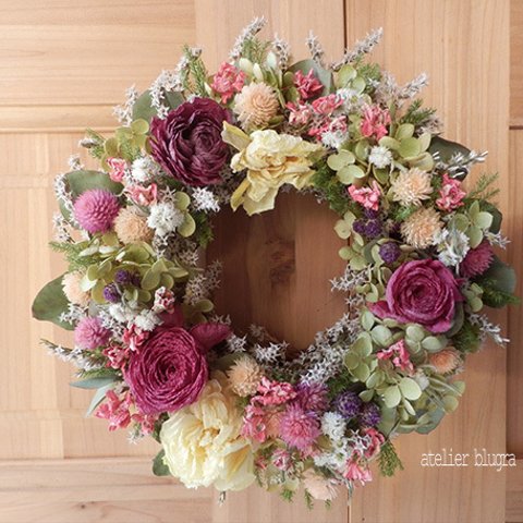 atelier blugra八ヶ岳〜ユーカリとラナンキュラスのWreath02