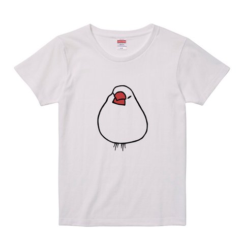 レディース文鳥Tシャツ  「おもち文鳥」白文鳥 【受注生産】
