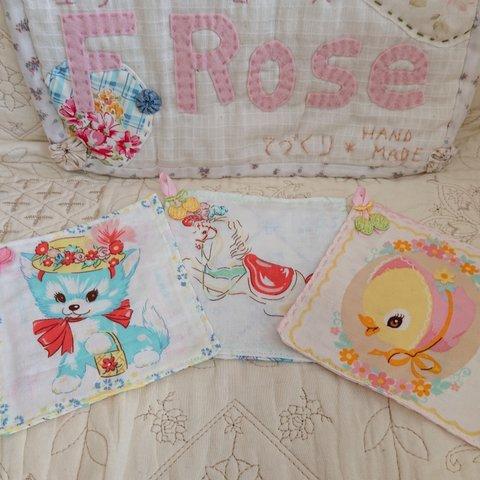 SALE　ゆめかわ♡　Handkerchief　or Coaster 　ハンカチorコースター　3枚セット　③