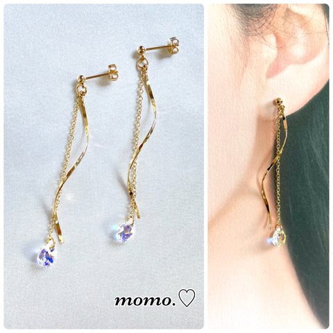 スワロフスキー❤︎ロングピアス