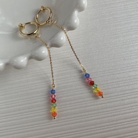 カラフル揺れるスワロフスキーearrings 