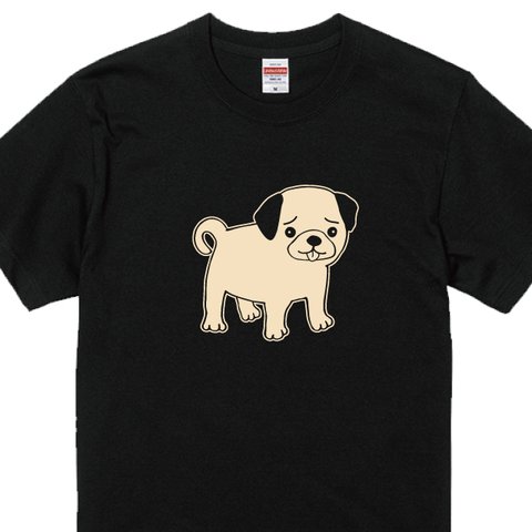 送料無料　困ってないのに困り顔パグTシャツ　Tシャツカラー全3色 プリントカラー選択可能　犬Ｔシャツ　わんこＴシャツ