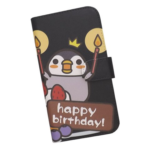 手帳型 スマホケース 全機種対応  ペンギン 動物 ケーキ 誕生日  074