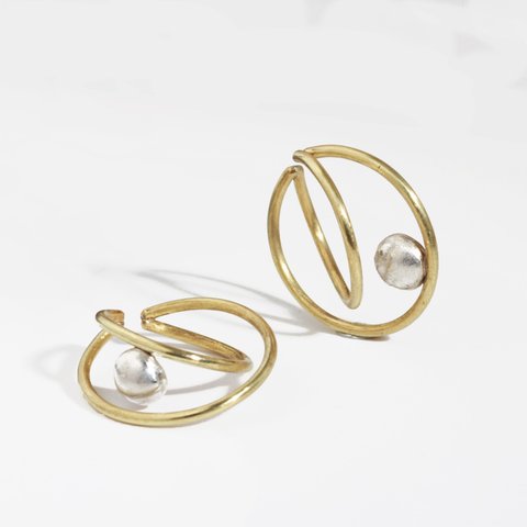 double hoop silver multi ear cuff　真鍮／シルバー　ペア