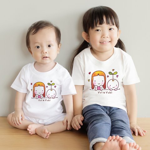 ◉イラストが選べる！名入れ 名前入り Tシャツ＆ロンパースセット◉