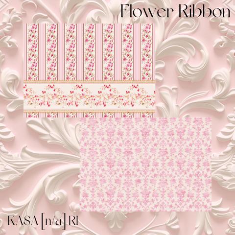 [単品]Flower Ribbon  A4両面デザインペーパー 10枚