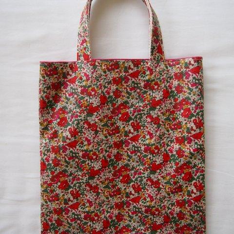 ぺったんこバッグ*リバティ*Claire-Aude*レッド*32×28㎝