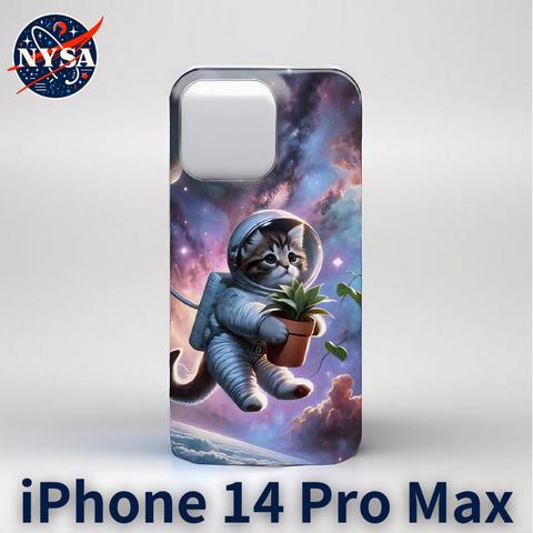 iPhone 14 Pro Max ハード カバー マット ケース 宇宙ねこ NYASA ステーション発！