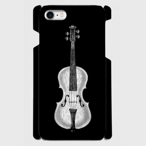 (iPhone用)バイオリンのスマホケース(黒)【楽器シリーズ】