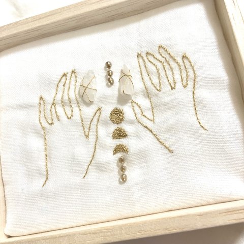 刺繍リングピロー　手