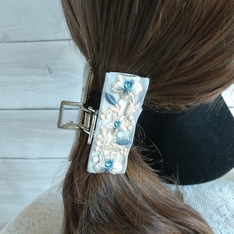 インド刺繍リボンのヘアクリップ