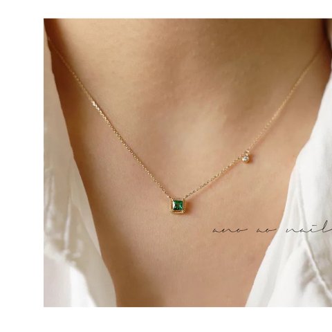 【つけっぱなしOK】k14gf〔n130〕emerald bijou necklace  上品　プレゼントにも