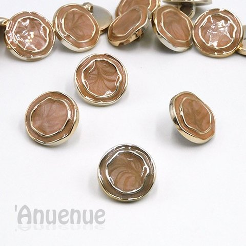 シャンクボタン 18mm【 Double gold circle / Light Brown】4個