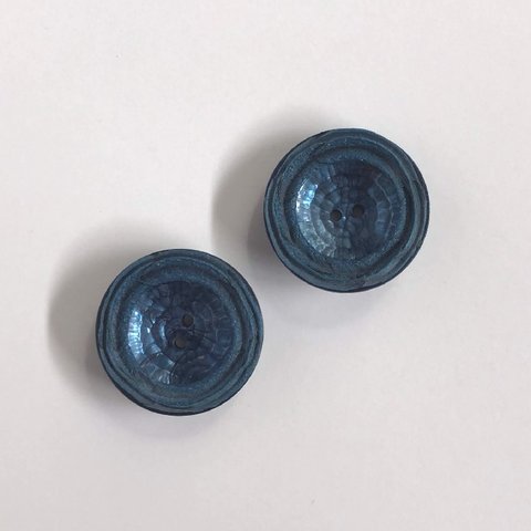 レトロ サークル ボタン ブルー 28.5mm 2個セット af-228