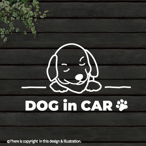 DOG IN CAR/ ラブラドール【カッティングステッカー】手書きわんこ