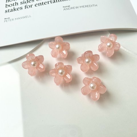 ６個セット　さくらパール　ミニクリップ　ヘアクリップ　韓国ファッション　お花　フラワー
