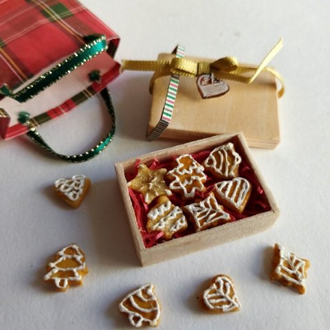 ミニチュア クリスマス アイシングクッキー ギフトセット 1/6scale ゴールド