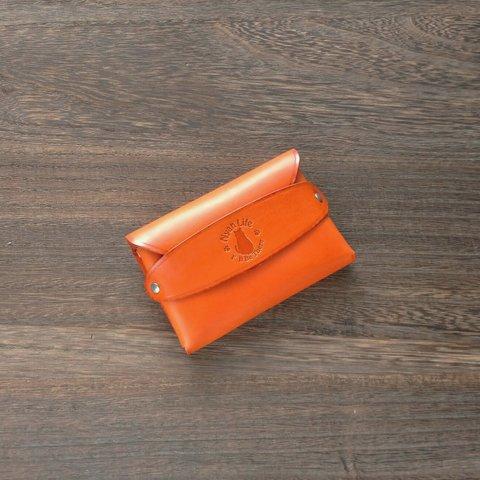 カードケース & 名刺入れ・オレンジno1　高級牛革イタリアンレザー