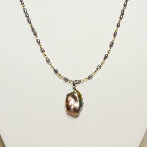 本真珠（淡水パール）のネックレス（バロック、アジャスター、カラフル、6月の誕生石）
