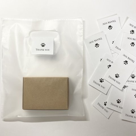 【肉球Thank youシール10枚＋ラッピング袋10袋セット】・ラッピング・包装