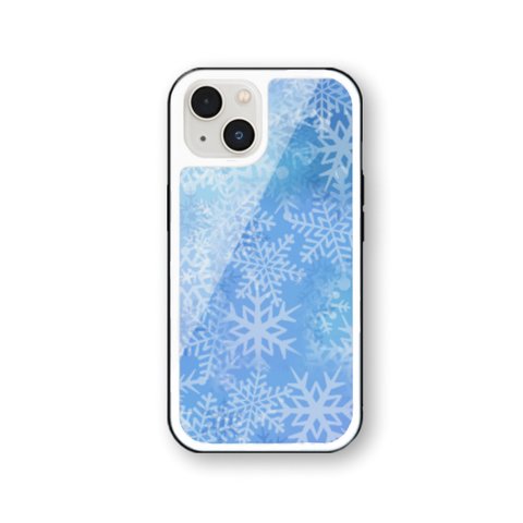 雪の結晶16 強化ガラス iPhoneケース  iPhone15 iPhone14 iPhone13 iPhone12 iPhone11 iPhoneSE2  iPhoneSE3