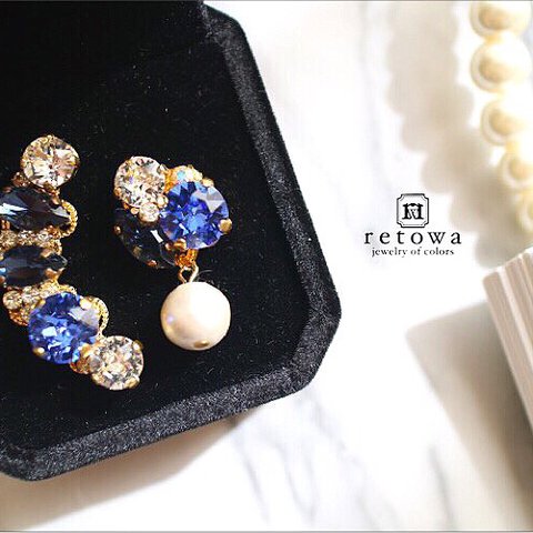 swarovski blue party bijoux earcuff