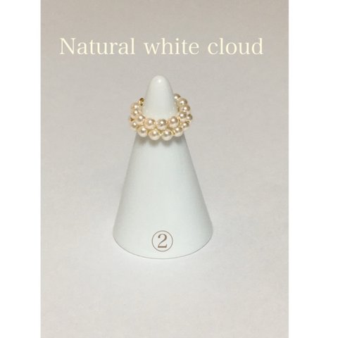 スワロフスキーパール イヤーカフ(2つセット)  ②Natural white cloud