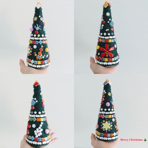 【手作りキット】タイル×毛糸で作るクリスマスツリー レッド