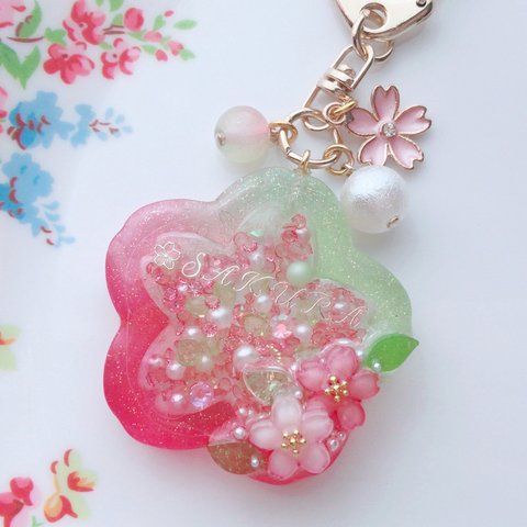 桜満開❀シャカシャカキーホルダー🌸