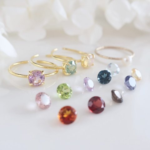 【Size✴free! 送料無料】自分色選べる✨5mm stone/Sv925,18kgpRing【※11〜15号推奨】