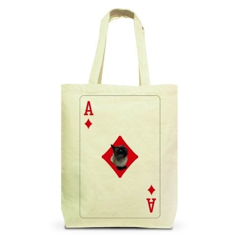 シャム夫エース トートバッグM(ナチュラル)  playing card cat tote bag（送料無料）