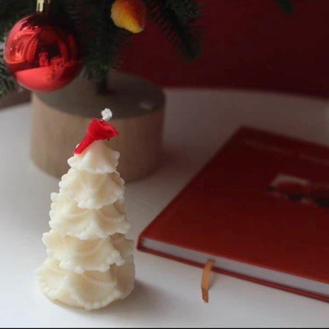 1P Nart Candle  クリーム・オーナメント・クリスマスツリーのモールド　シリコンモールド　キャンドルモールド　石膏モールド　クリスマスツリー