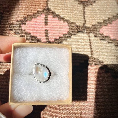 約10号【✖︎サイズ調整不可】《silver925》water drop✴︎ stone ring ❁