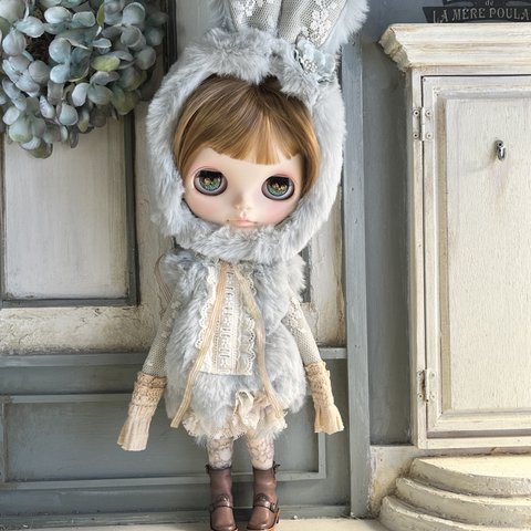 2387 もふもふ ミントグリーン  monster ワンピース Blythe ブライス アウトフィット 洋服