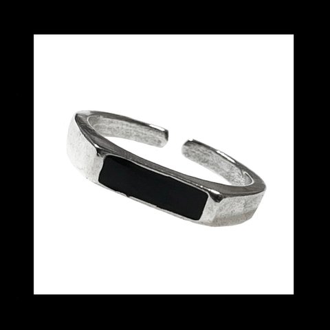 再販 silver925【squareBK_simple RING】ブラック ピープス シルバー パンク ロック メンズ 個性的 病みかわいい ヴィンテージ  銀 ユニセックス  ストリート モード