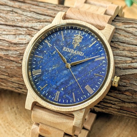 【木製腕時計】Reise ラピスラズリ × メイプルウッド 木の時計 ウッド【40mm】