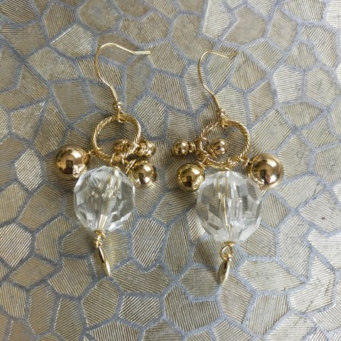 透明感　ジャラジャラ　ゴールド　大人ピアス　大人ファッション　大人アクセサリー　ピアス　ぴあす　大人カジュアル　openopen