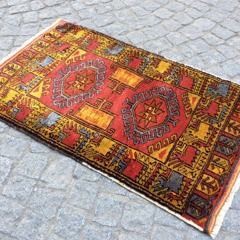 手織りトルコ絨毯 100x60cm ヴィンテージ ラグ