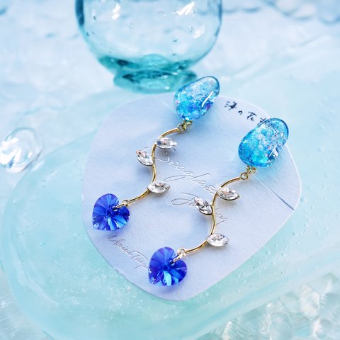 海の花束 - シーグラスのイヤリング -