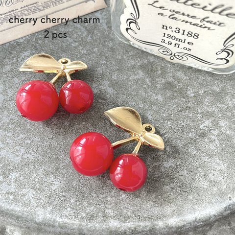2pcs★ charm・cherry & cherry（さくらんぼチャーム）
