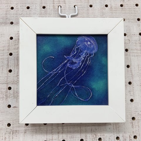 くらげ　油彩画　ハンドメイド