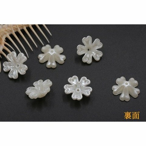 A1485  60個  アクリルビーズ フラワー 桜 6×16mm パールホワイト  3X【20ヶ】 