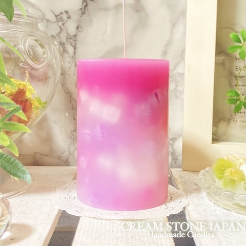 Φ6.7cm×H10cm ペタルキャンドル (フューシャ) № 000753 /Gradation Candle