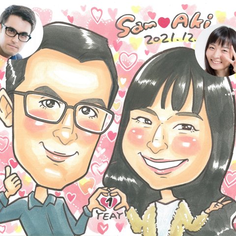 似顔絵プレゼント♡結婚式やお誕生日、長寿祝いやペットなど、ポップで可愛い手描き似顔絵はいかがですか？♡